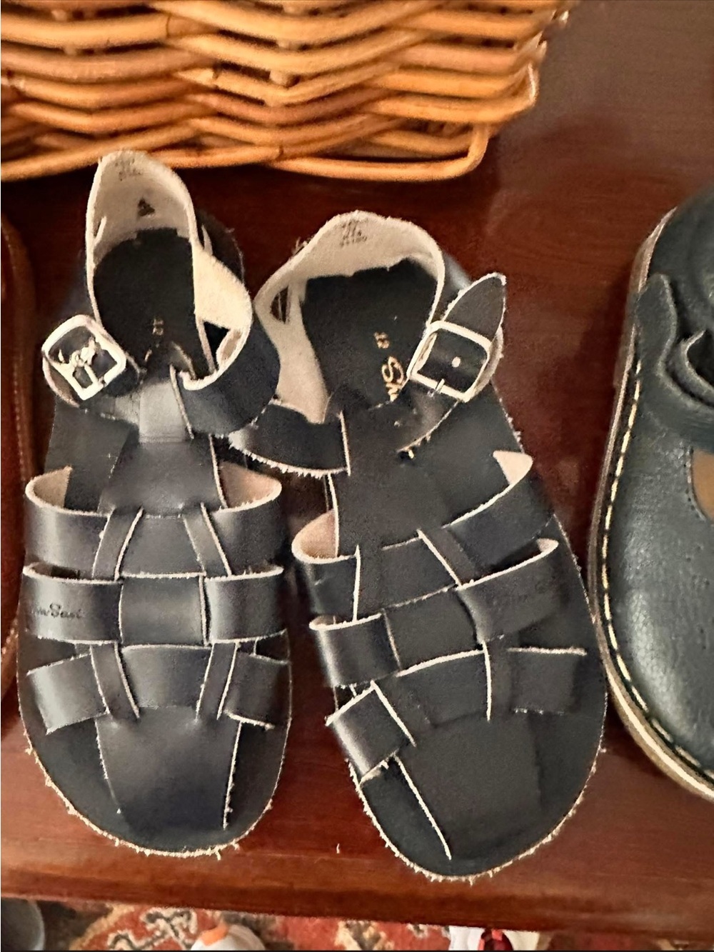 Sun Sans Kids Navy Blue Closed-Toe Fisherman Sandals